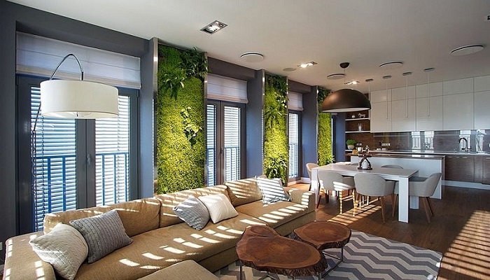 Phong cách thiết kế nội thất Eco sử dụng các gam màu mát mẻ 